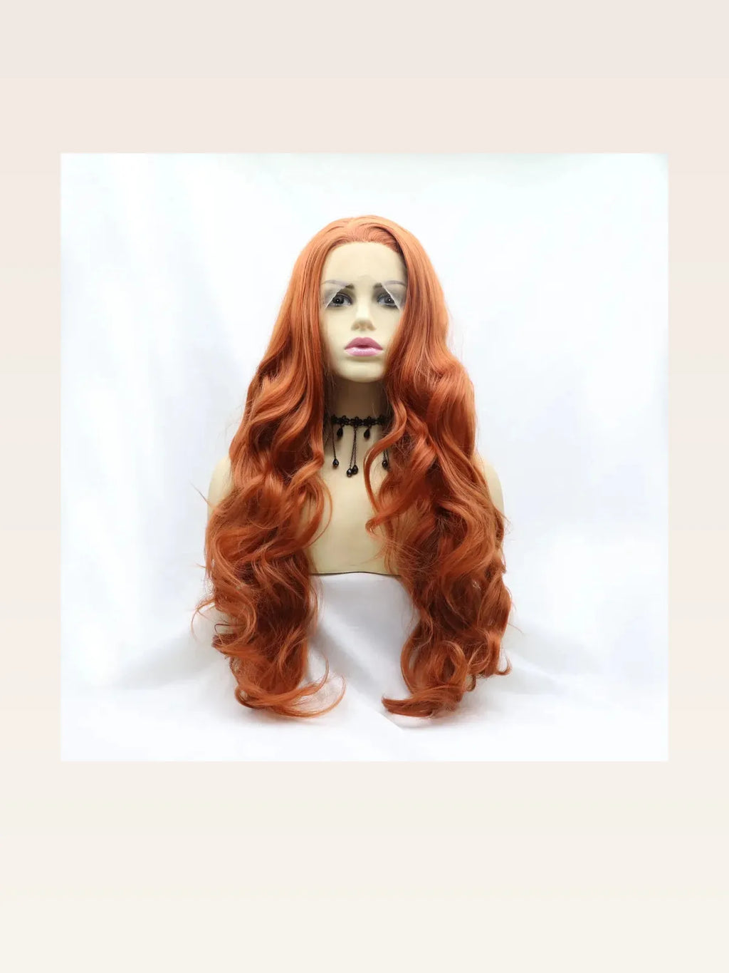 24-Inch Long Wavy Synthetic Lace Front Wig – Ginger