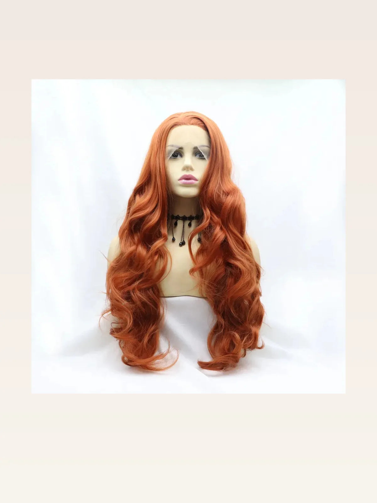 24-Inch Long Wavy Synthetic Lace Front Wig – Ginger