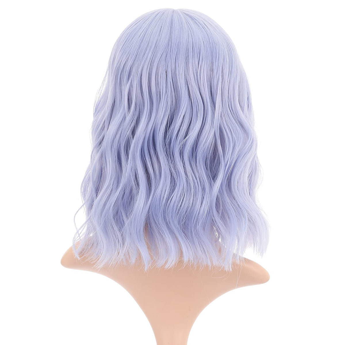 FAELBATY Blonde Wave Short Bob Wigs With Air Bangs Shoulder Length Wig For Women and Girls Curly Wavy Synthetic Cosplay Costume Wig (12" Mix blonde and gold)
