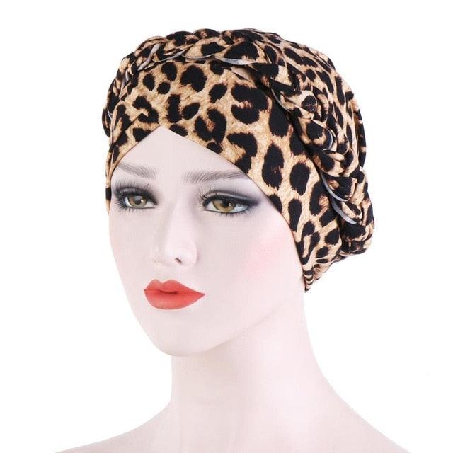 Fashion Soft Cotton Print Braid Turban Lightweight Muslim Turbans Head For Women Women's Hijabs Caps Hat Lightweight Inner Hijab Caps Elegant Arab Wrap Head Scarves Turban Scarf For Women