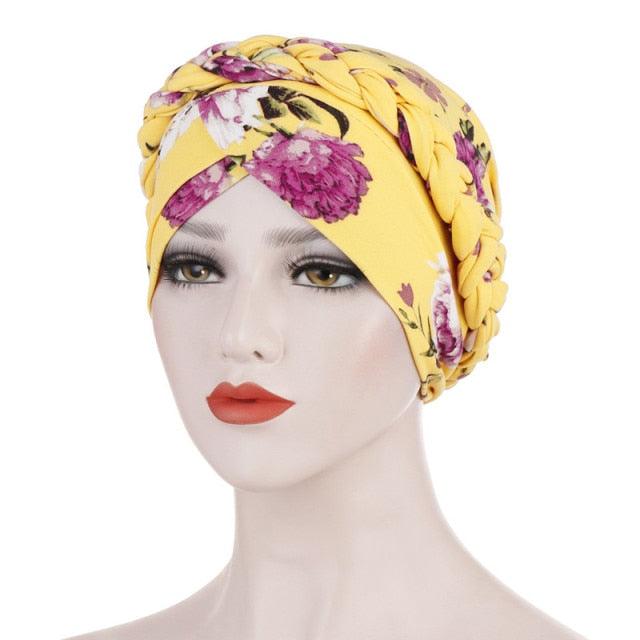 Fashion Soft Cotton Print Braid Turban Lightweight Muslim Turbans Head For Women Women's Hijabs Caps Hat Lightweight Inner Hijab Caps Elegant Arab Wrap Head Scarves Turban Scarf For Women