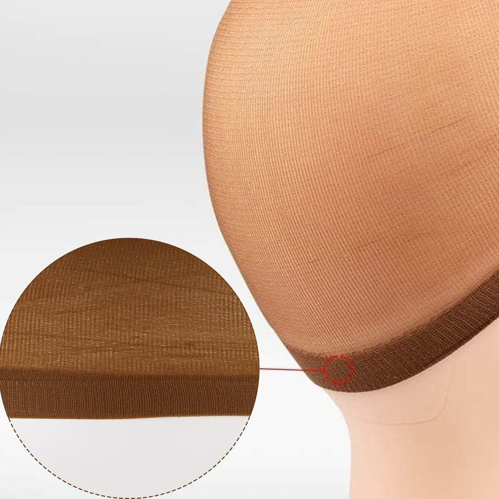 Arcjunys 8Pcs Nylon Stretchy Wig Caps for Women Lace Front Wigs Skin Brown